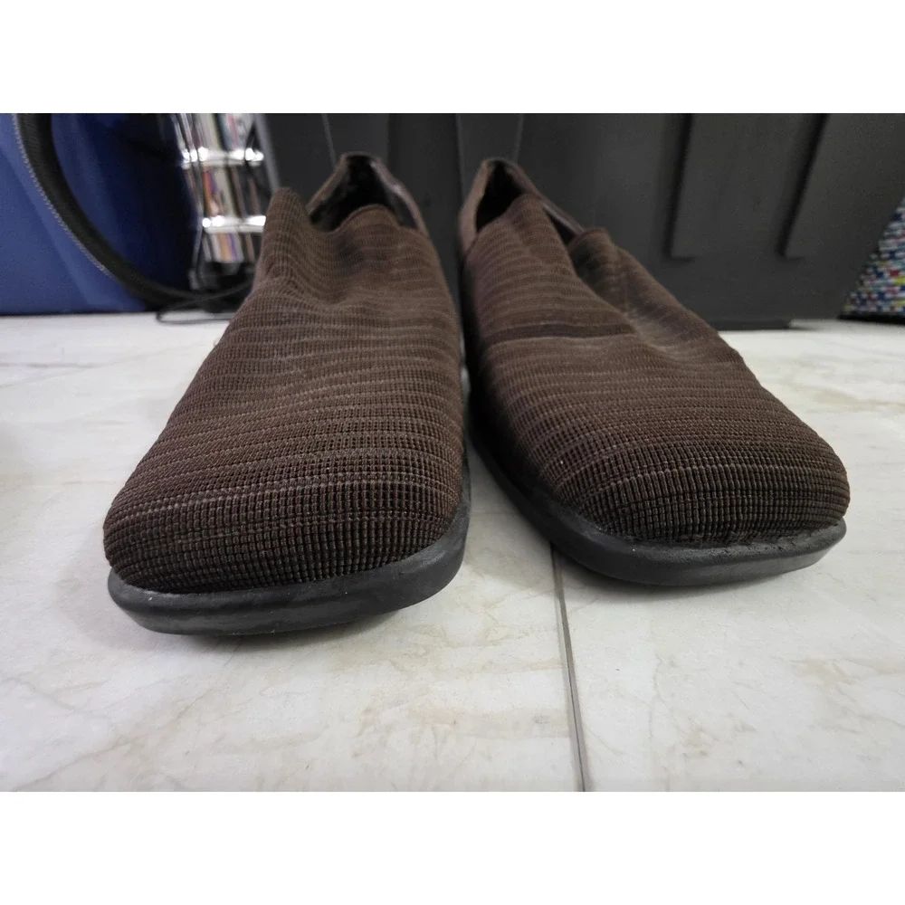 Liz Claiborne Brown Block Heels Womens 10 Ribbed Square Toe Slip On Fabric Pumps
